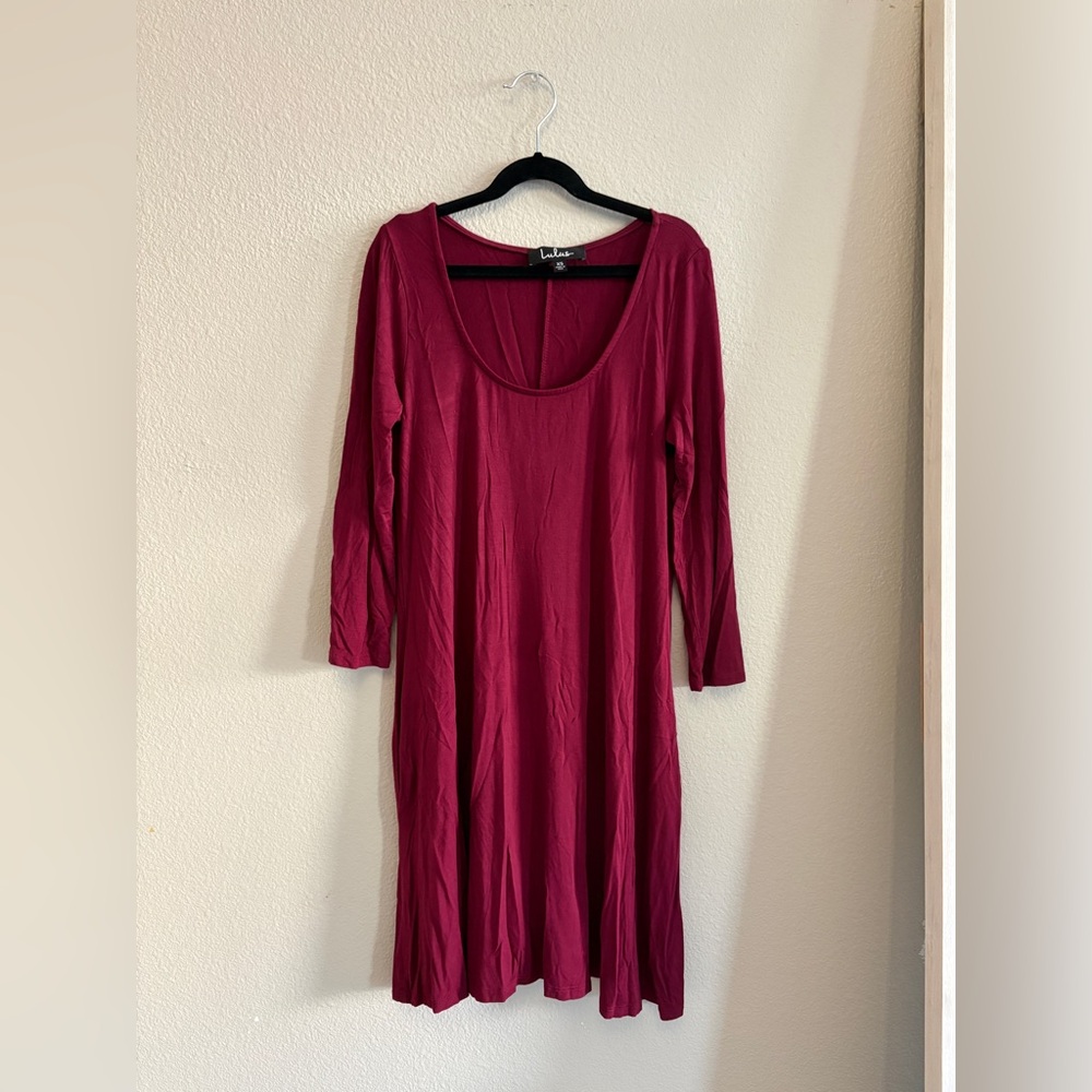 Lulu's Deep Red Medium Sleeve Dress